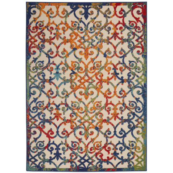 Latitude Vive Mariners Ivory/Blue/Orange Outdoor Rug & Reviews